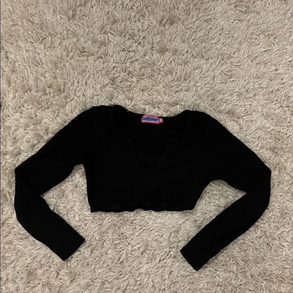 Edikted black long sleeve crop top
